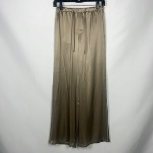 VINCE Tan Silk Tie Waist Slacks
